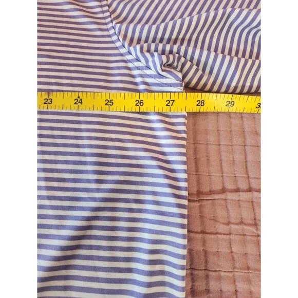 Footjoy Golf Polo Men's‎ 2XL XXL Short Sleeve  Shirt Purple White Stripe Dry Fit - Picture 5 of 6